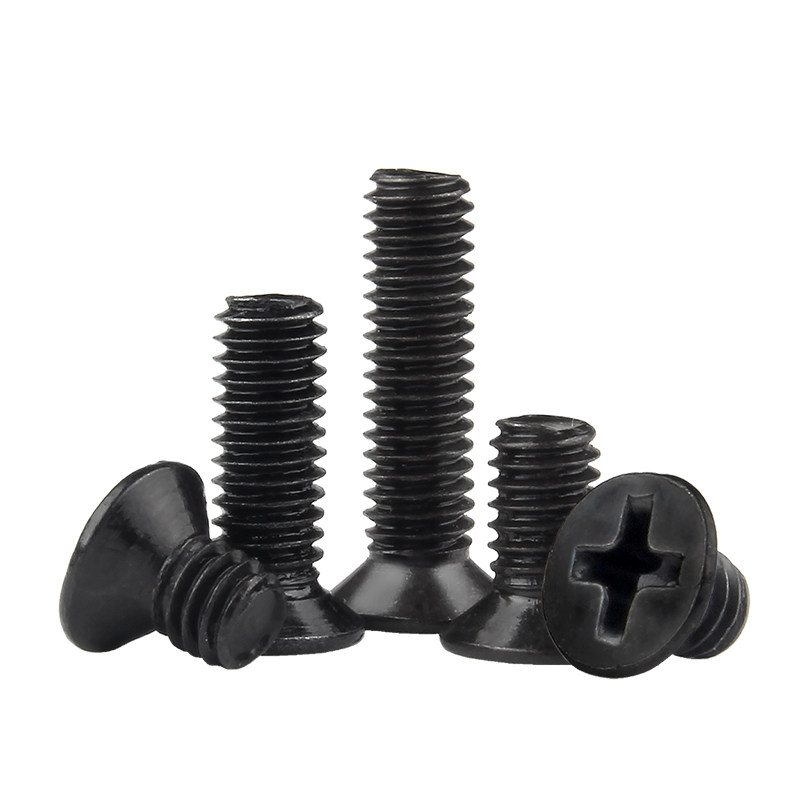 铁镀锌十字平头螺丝碳钢黑色沉头螺栓机丝牙电子螺钉M2M3M4M5M6M8