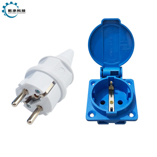 汽柴油发电机配件2KW 3KW 5KW 6.5KW16A220V欧式两孔纯铜插头插座
