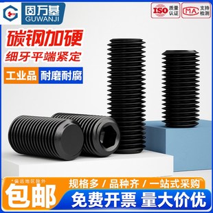 4.8级细牙紧定螺钉平端机米顶丝GB77无头内六角螺丝M8M10M12 M20