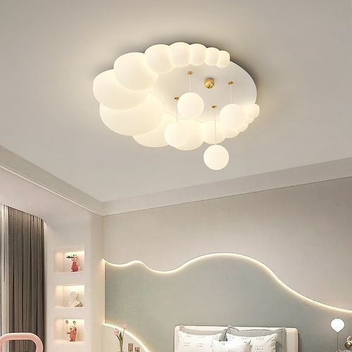 奶油风卧室灯现代简约温馨泡泡月亮灯儿童房间全光谱护眼吸顶灯具