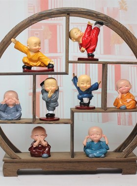 禅意中式小和尚功夫桌面摆件家居装饰品工艺品客厅书房卧室摆设品