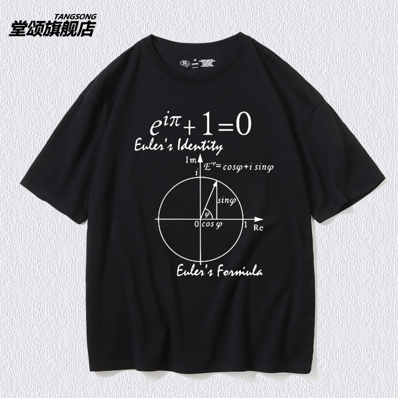 欧拉公式定理T恤数学家复变三角函数纯棉短袖学霸青少年励志体恤