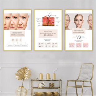 美容院皮肤管理结构图养发装饰画面部护肤墙壁养生馆肌肤保养挂画