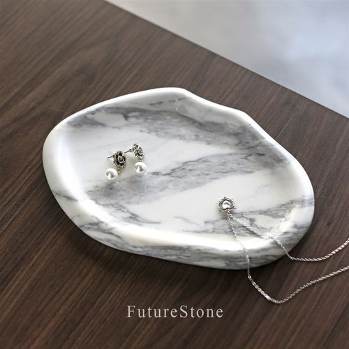 意式轻奢天然大花白大理石家居托盘高级家用客厅收纳珠宝首饰置物