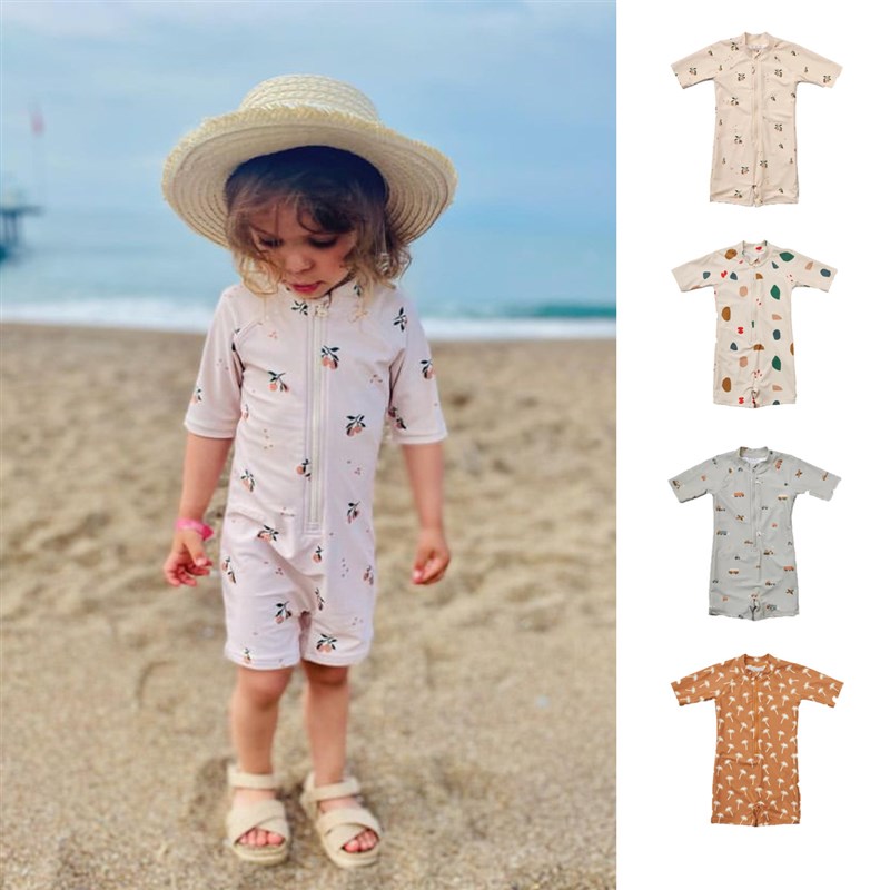 婴童连体泳衣北欧风男女宝宝短袖游泳装泳服沙滩度假温泉游泳衣