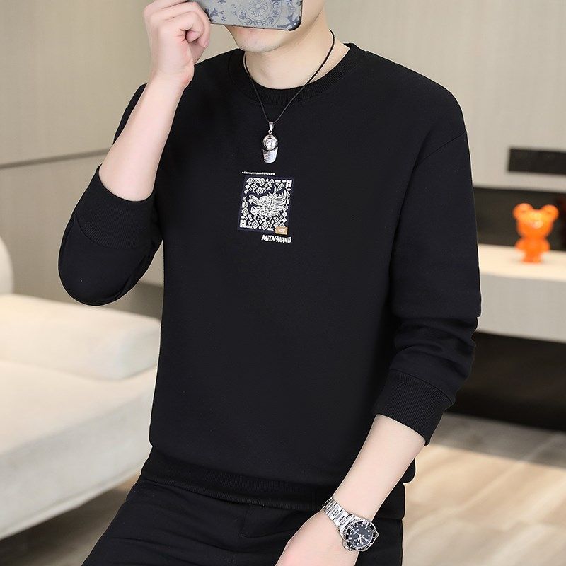 2024新款圆领卫衣男士春秋款潮牌无帽长袖上衣男国潮男装薄款外套,男装,卫衣,淘宝优惠券,粉丝福利购,淘宝优惠卷