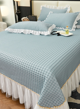 A类凉感豆豆席子三件套韩式公主床盖款冰丝凉席夏季按摩3D空调席