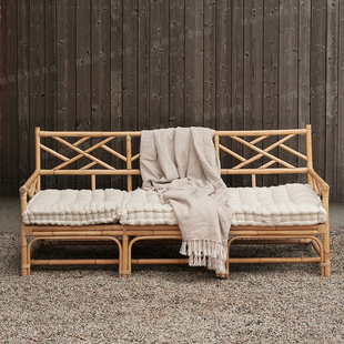 竹藤户外休闲沙发单人椅双人沙发三人真藤编Q织复古庭院别墅民宿