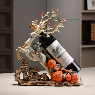 福鹿红酒架家居摆件创意新中式客厅C酒柜餐边柜葡萄酒架软装装饰