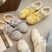 女2025春季 新款 平底休闲板鞋 真皮德训鞋 运S动鞋 百搭软底舒适