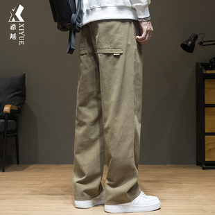 大码 新款 男直筒宽松2022秋季 子 长裤 阔腿男生裤 男士 春秋休闲牛仔裤