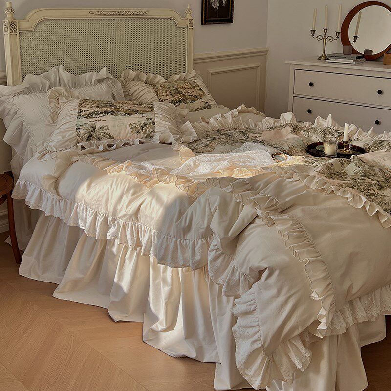 文艺复兴浪漫法式复古人物画全纯棉四件套韩国花边Y公主床裙被