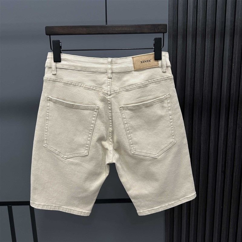 卡其黑色修身小脚牛仔短裤男夏潮流弹力舒适五分裤中裤5分沙滩裤,男装,牛仔裤,淘宝优惠券,粉丝福利购,淘宝优惠卷