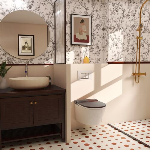 法式复古花砖600x1200卫生间浴室奶油风墙砖洗手间燕子植物瓷砖