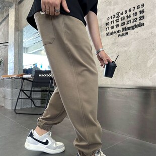 帅气休闲裤 纯色流行长裤 青年潮牌加绒高弹力小脚运动裤 男秋冬新款