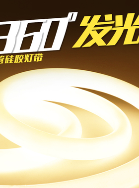 圆形硅胶灯带灯条灯管通体360度发光12v24vled加粗软柔性导光圆柱