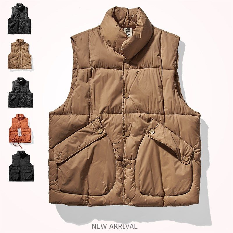 日系复古外套棉马甲男外穿棉袄2023秋冬季新款蓬松饱满棉背心马夹,男装,常规马甲,淘宝优惠券,粉丝福利购,淘宝优惠卷