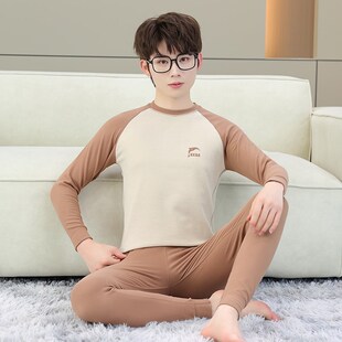 线衣线裤 青少年大童秋冬衬衣衬裤 棉毛 男c童纯棉内衣套装 秋衣秋裤