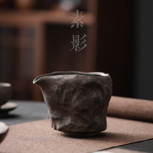 纯手工薄胎公道杯鎏金釉大公杯茶具茶海陶瓷日式分茶器茶道茶漏杯