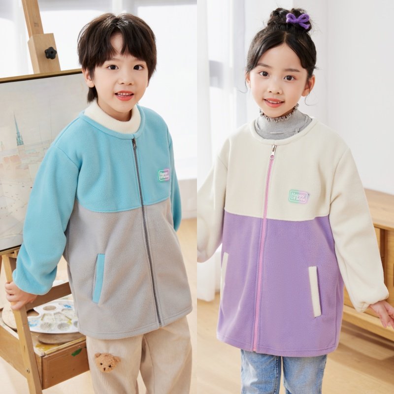 儿童罩衣秋冬校服加绒加厚护衣画画围裙羽绒服罩衫男宝宝吃饭围兜