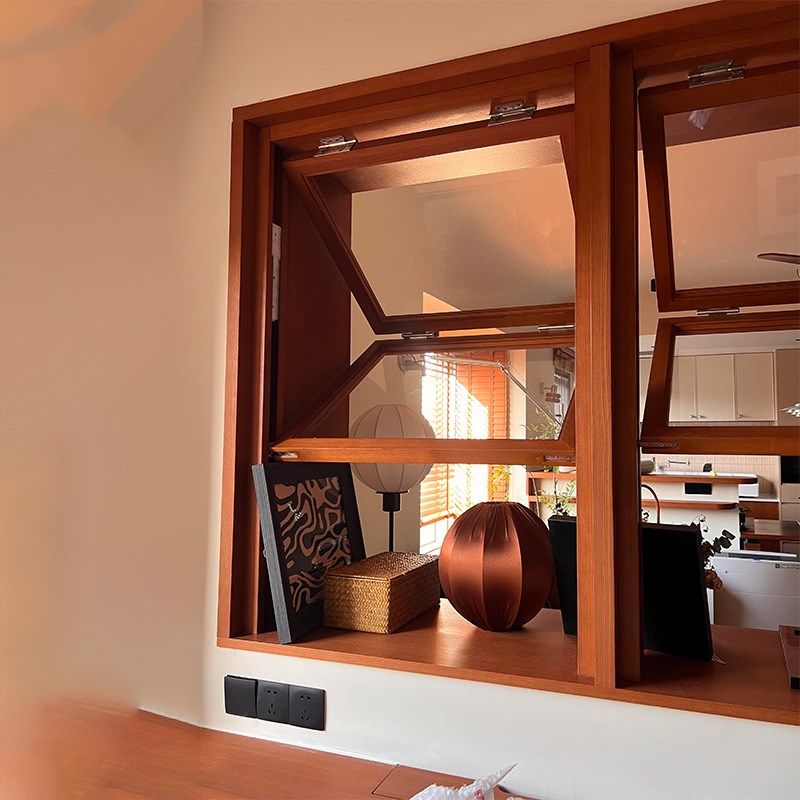 木窗上下推拉窗左右折叠木窗奶茶店随意悬停上翻窗实木上下提拉窗