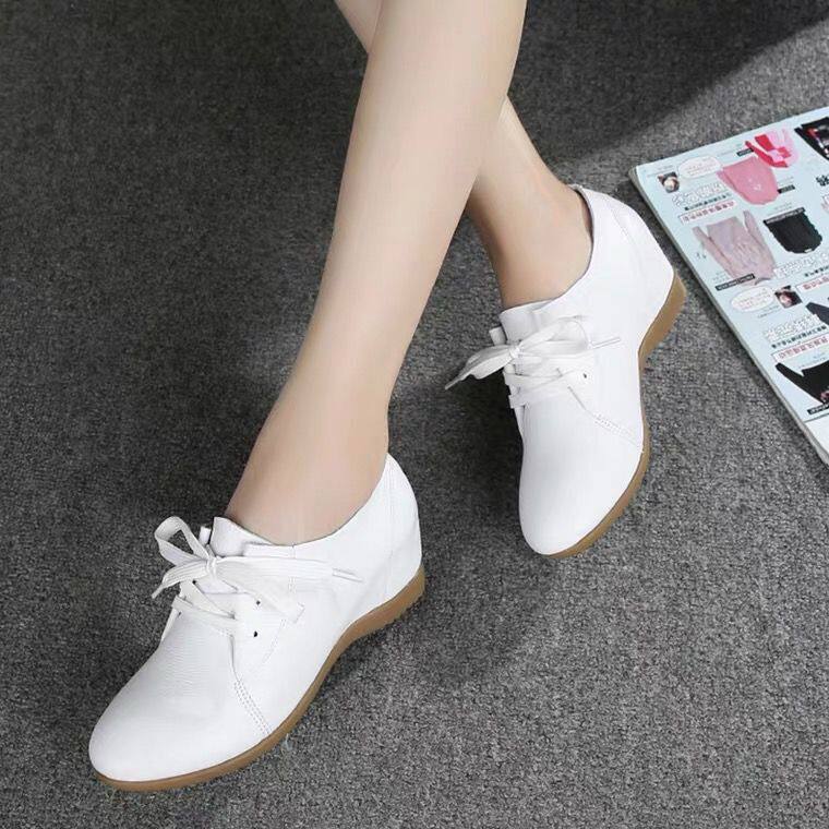 春秋新款真皮平底单鞋内增高休x闲女鞋系带妈妈鞋圆头低帮大尺码,女鞋,深口单鞋,淘宝优惠券,粉丝福利购,淘宝优惠卷