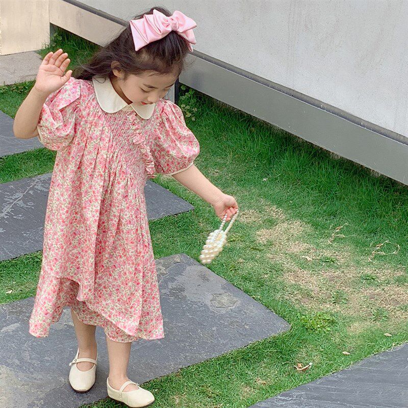 韩国童装女童短袖连衣裙夏装2025新款儿童夏季碎花甜美洋气公主裙