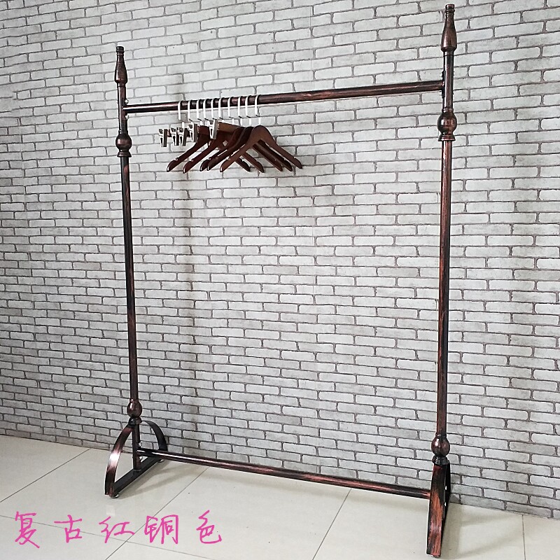铁艺复古服装架服装店衣架u展示架落地式男女装童装单杠挂衣服架