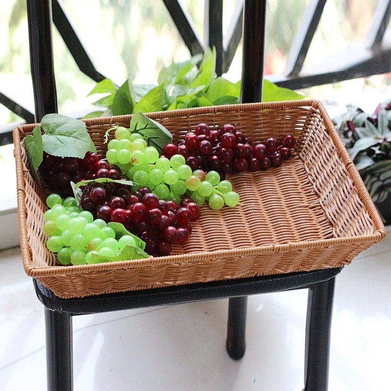 仿藤水果篮子 藤编面包篮厨房果蔬菜收纳篮M塑料托盘 长方形水果,商业/办公家具,蔬菜篮/水果篮,淘宝优惠券,粉丝福利购,淘宝优惠卷