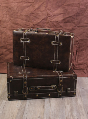 热卖英伦风复古皮箱子 手提箱木箱 仿古箱子橱窗装饰陈列拍摄道具
