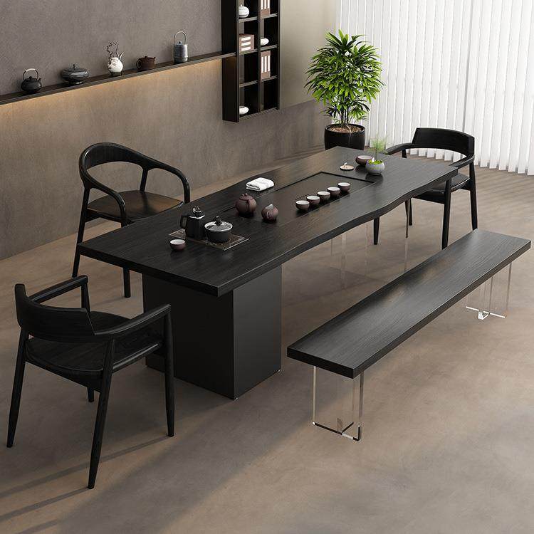 侘寂风实木茶桌现代家用客厅办公简约茶桌茶盘一体碳化黑茶桌组合,商业/办公家具,茶台/茶桌,淘宝优惠券,粉丝福利购,淘宝优惠卷