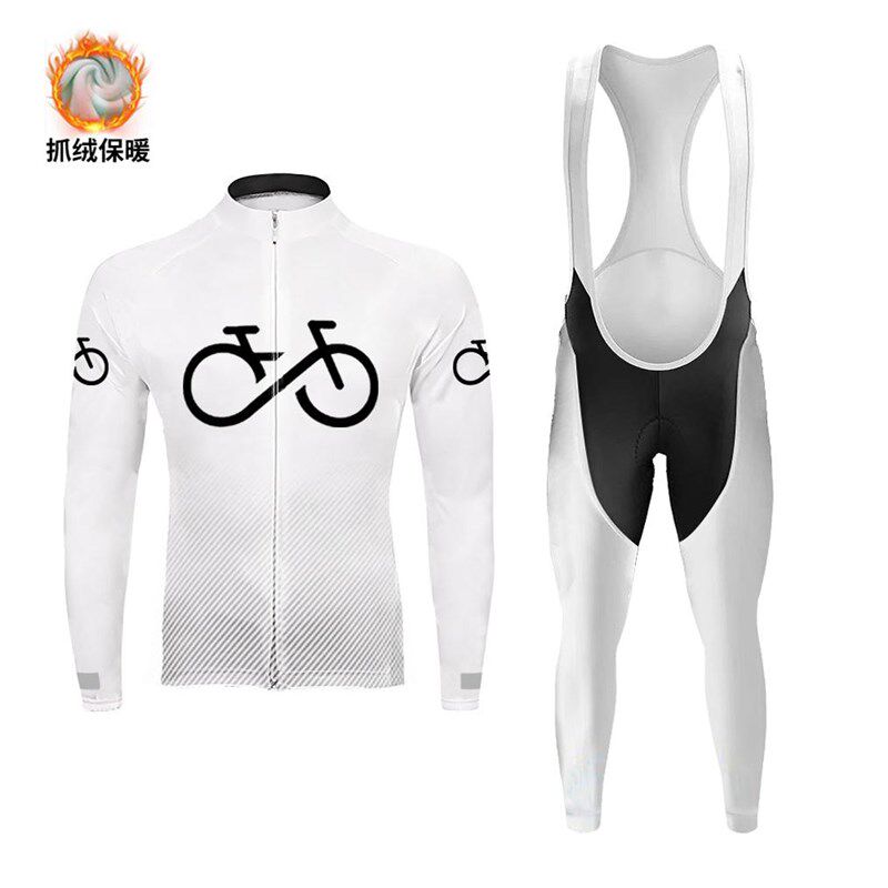2024抓绒骑行服长袖加绒骑行服套装排汗速干自行车衣服装备可定制