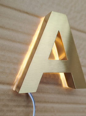 定制金属门头挑空高脚水晶招牌广告背打发光字平S弧面不锈钢铜铁