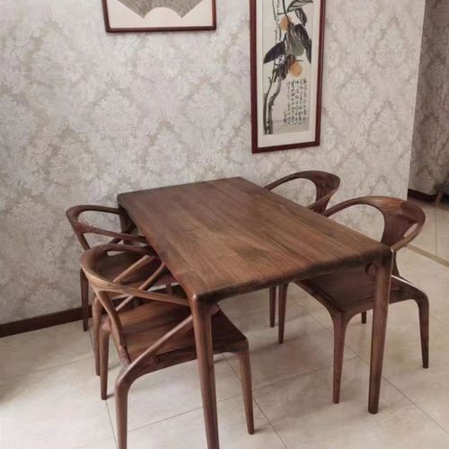 北美黑胡桃木餐桌北欧全实木长方形桌子家用餐P厅家具餐台书桌茶