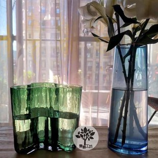 绿色湖泊花瓶玻璃花瓶简约花瓶北欧花瓶