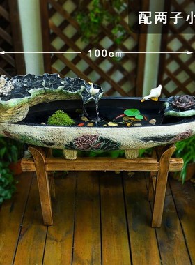 水系景观循环流水阳台庭院布置户外鱼池造景摆件小院仿石槽鱼缸