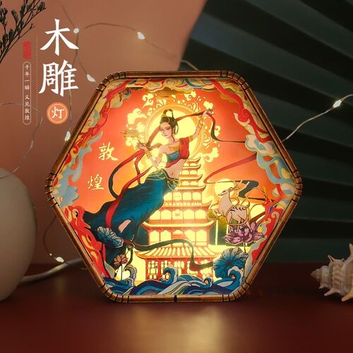 城市地标木雕灯中国风文创伴手礼装饰摆件定制建筑纪念品小夜灯