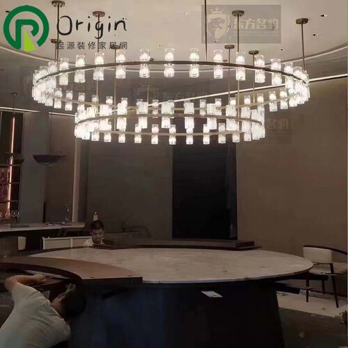 经典环形水晶吊灯后现代酒店包厢吊线灯饭店餐饮R包间轻奢工程吊