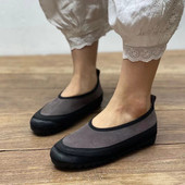 手工真皮平底单鞋 日系磨砂牛皮懒人 软底浅口尼姑L瓢鞋 25春季 新款