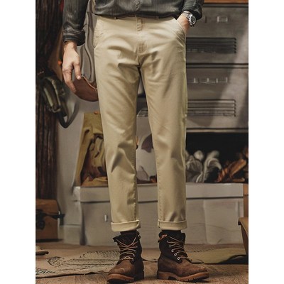 阿美咔叽美式复古重磅纯棉工装休闲裤男士秋冬款锥形裤子外贸男裤