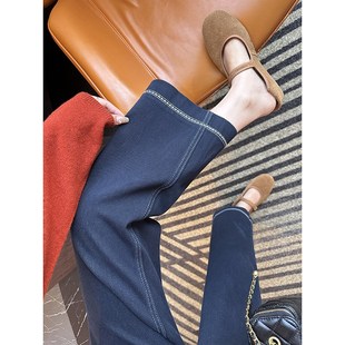 九分阔腿奶奶裤 藏肉神裤 女秋新款 高腰宽松直筒牛仔裤 遮胯显瘦