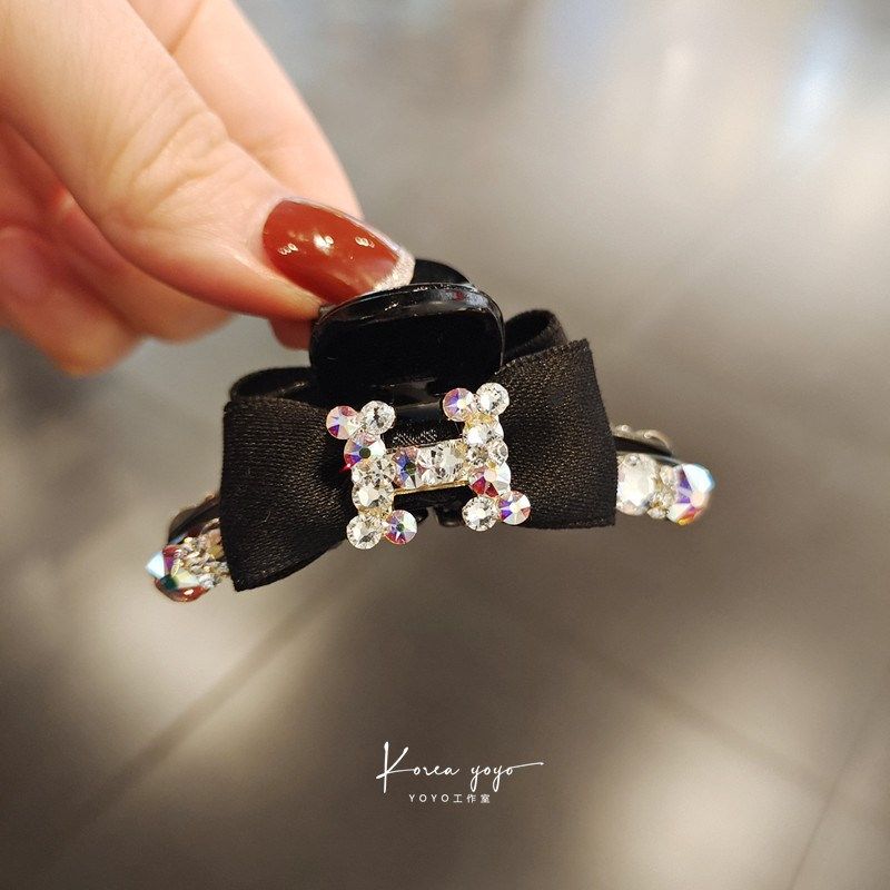 6厘米小号丝绒水晶镶钻小抓夹刘海夹子珍珠发卡头饰成人发夹发