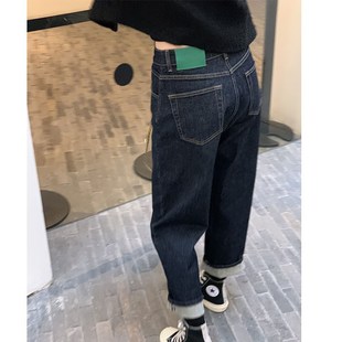 高腰宽松显瘦哈伦裤 胖妹妹mm牛仔老爹直筒2022秋季 200斤 女装 大码