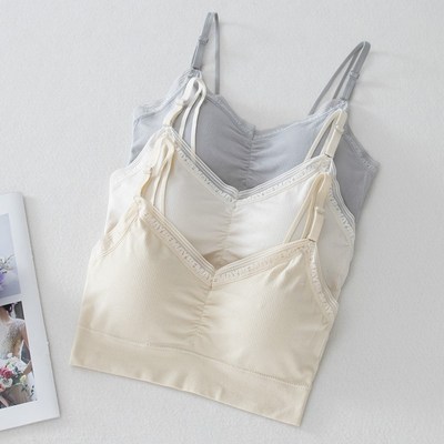 小胸显大固e定杯内衣女加厚聚拢无钢圈美背文胸防走光一体背心吊