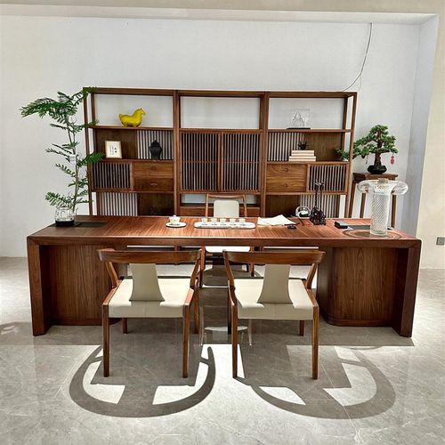 北美黑胡桃木茶桌家用禅意简约实木茶台办公室阳台客厅泡茶桌椅