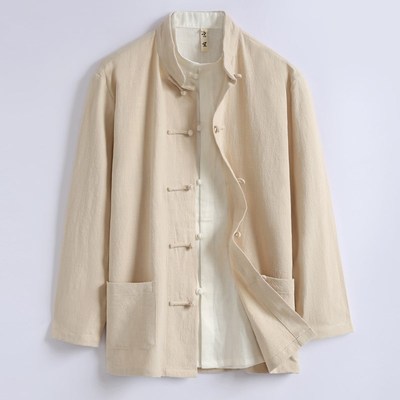 唐装男中装中国风男装春季古风外套棉麻男士复古中式盘扣改良对襟