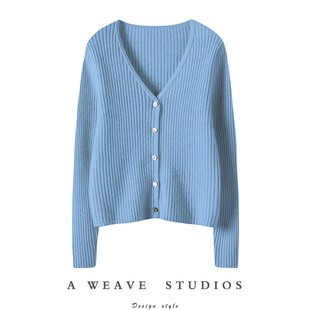 短款 女V领坑条修身 羊绒毛衣女外套 纯羊绒开衫 腔调范儿骨感十足