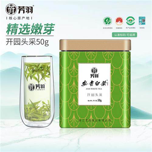 2025年新茶上市芳羽正宗安吉白茶开园头采小罐装50g明前高山茶叶