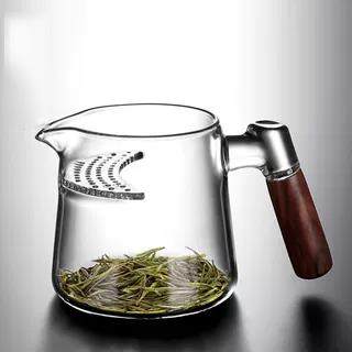 景德镇高档带茶漏过滤网一体公道杯加厚茶具月牙分茶杯高硼硅玻璃