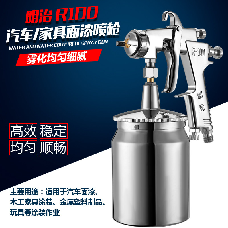 明治R-100高雾化汽车家具木器喷漆枪面漆油漆喷枪日本技术W-101